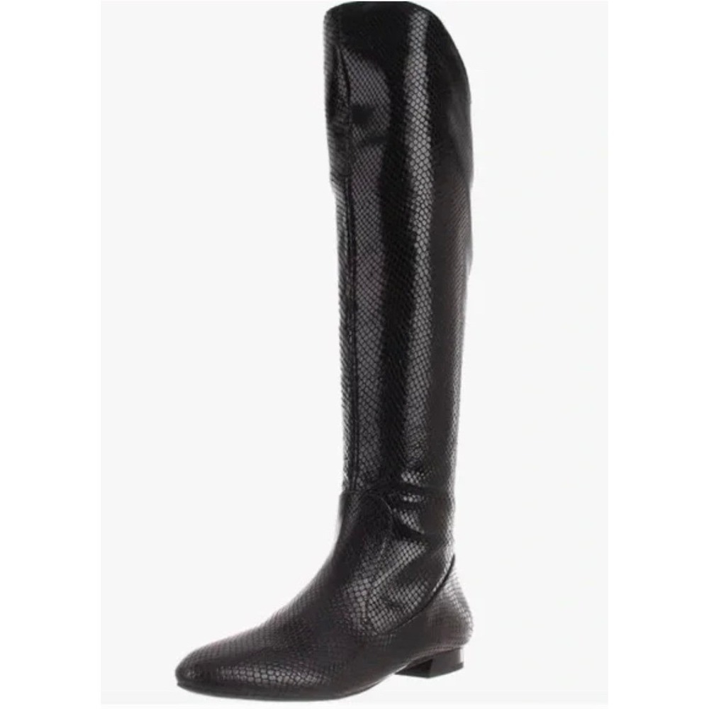Via Spiga Black Kailey Leather Snake Embossed Knee-High Boot SZ 8.5
